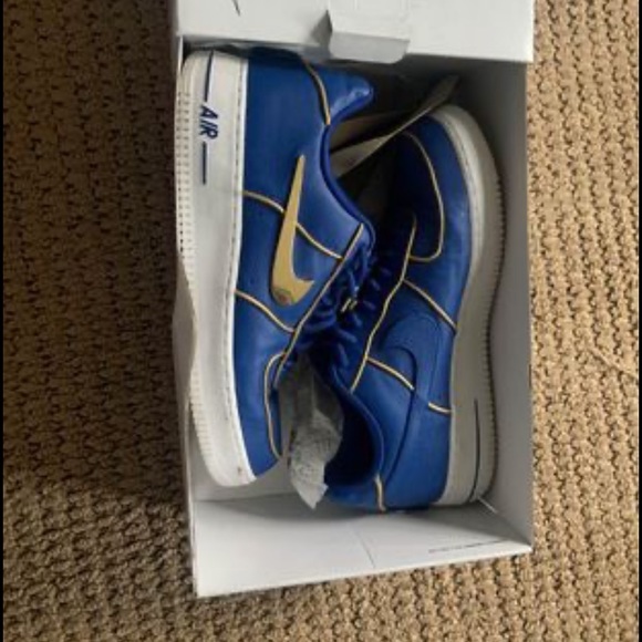 Nike Air Force 1 Customized ( Royal Blue, Gold, and White) - Picture 1 of 3
